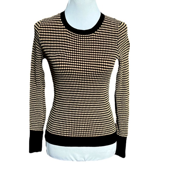 Zara Geometric Shape Pattern Sweater Tan Black Maroon Size Medium - Picture 1 of 6